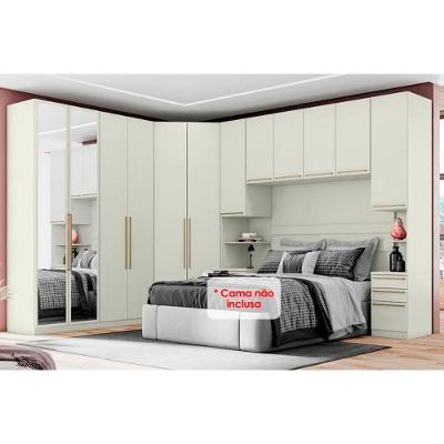 Quarto Casal Modulado Seletto 6 Peças (1 Ponte + 1 Closet + 2 G Roupas + 2 Complementos) Qmh06 Areia - Henn