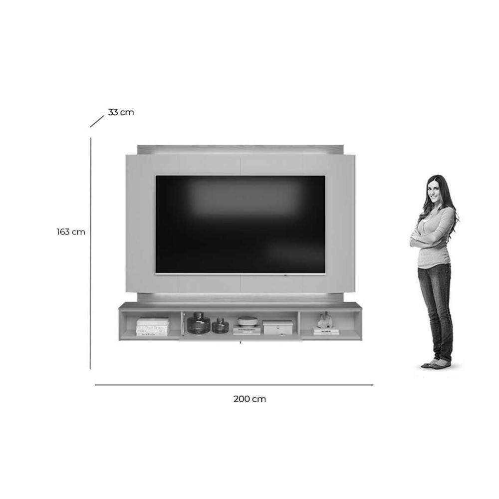 Painel Quarto P- Tv Até 75 Pol Havana C- 1 Porta E 2 Nichos 200x163cm Tauari-off White Fosco - Linea Brasil - 2