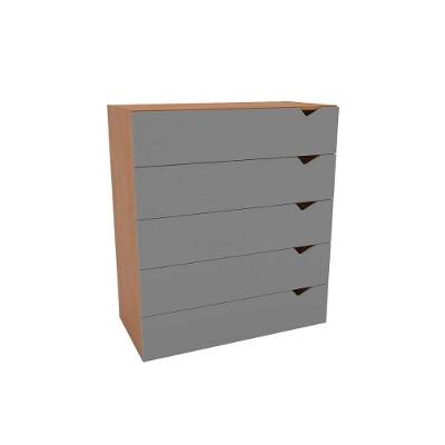 Cômoda Porto 5 Gavetas MDF com Puxador MDF Freijo Cinza para Quarto