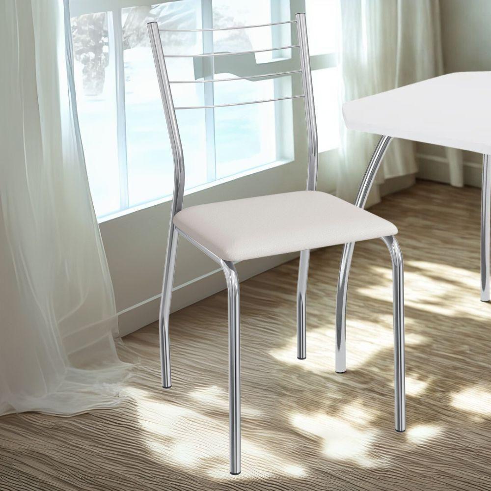 Kit 2 Cadeiras Cromada Sala Jantar 2C140CR Corino Kappesberg Branco - 2