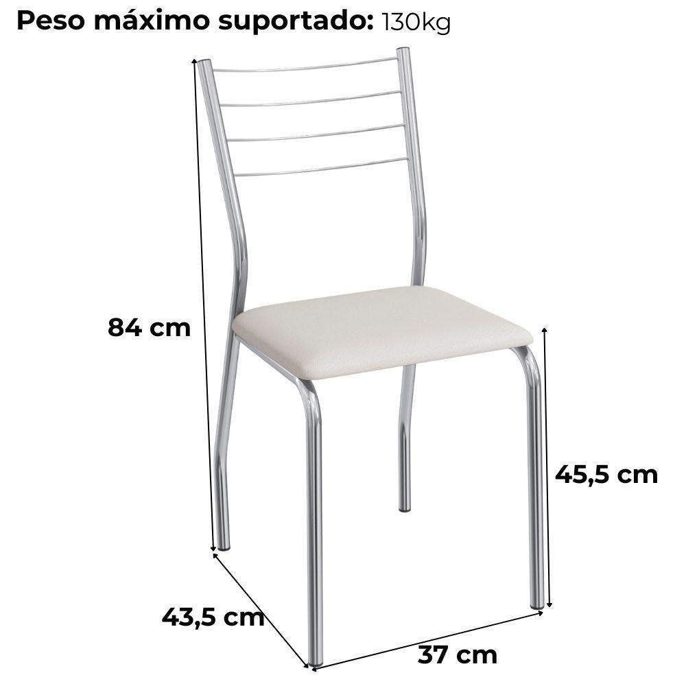 Kit 2 Cadeiras Cromada Sala Jantar 2C140CR Corino Kappesberg Branco - 3
