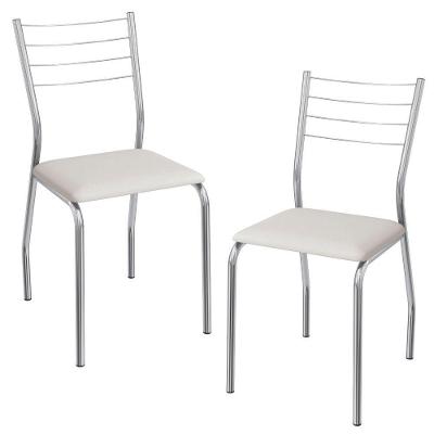 Kit 2 Cadeiras Cromada Sala Jantar 2C140CR Corino Kappesberg Branco