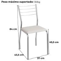 Kit 2 Cadeiras Cromada Sala Jantar 2C140CR Corino Kappesberg Branco - 3