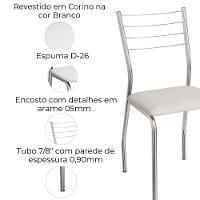 Kit 2 Cadeiras Cromada Sala Jantar 2C140CR Corino Kappesberg Branco