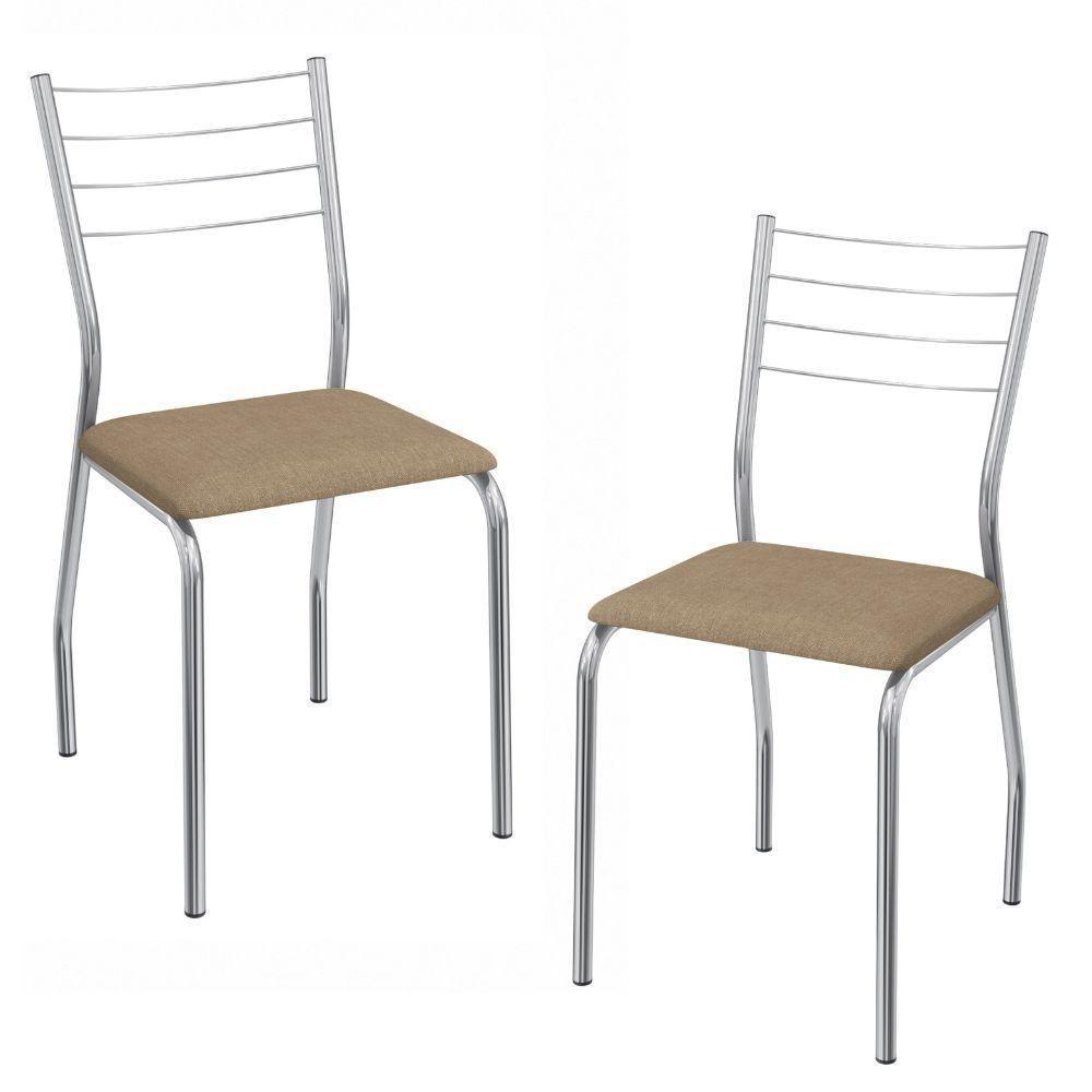 Kit 2 Cadeiras Cromada Sala Jantar 2C140CR Corino Kappesberg Capuccino - 1