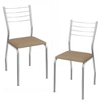 Kit 2 Cadeiras Cromada Sala Jantar 2C140CR Corino Kappesberg Capuccino - 1