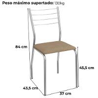 Kit 2 Cadeiras Cromada Sala Jantar 2C140CR Corino Kappesberg Capuccino - 3