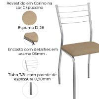 Kit 2 Cadeiras Cromada Sala Jantar 2C140CR Corino Kappesberg Capuccino