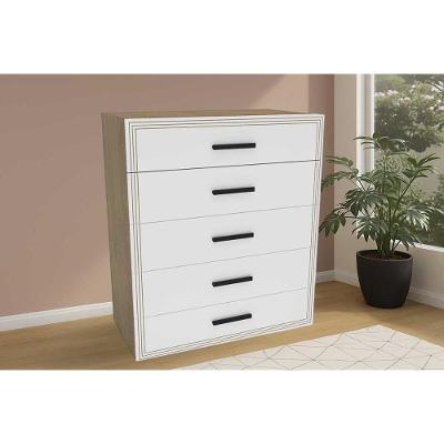 Cômoda de Quarto Valência 5 Gavetas MDF com Puxador Plástico Branco Fosco