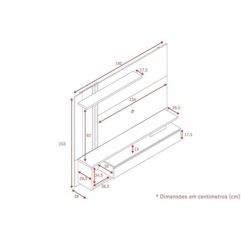 Painel Quarto P- Tv Até 60 Pol Treviso C- 1 Porta E Nicho 180x153cm Off White-cinamomo - Permóbili - 6