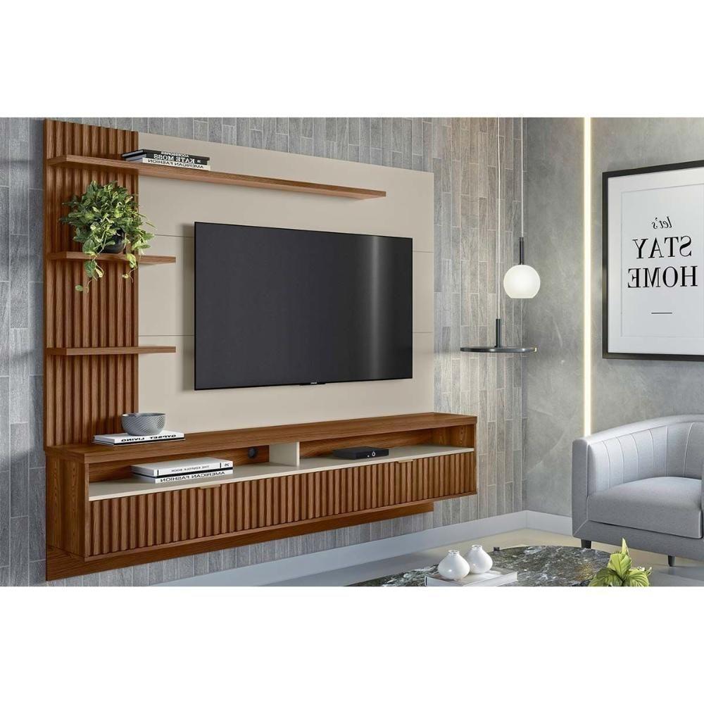 Painel Quarto P- Tv Até 65 Pol Araruna C- 2 Porta E 3 Prateleiras 200x170cm Freijó-off White - Linea Brasil - 1