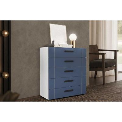 Cômoda De Quarto Lisboa C- 5 Gavetas Branco-azul - Politorno