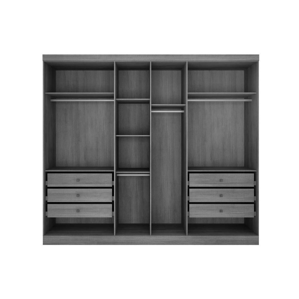 Quarto Modulado Rizon 5 Peças (1 Armário Ponte + 1 Closet + 2 Guarda Roupas + 1 Complemento) Qc201 Neve - Novo Horizonte - 4