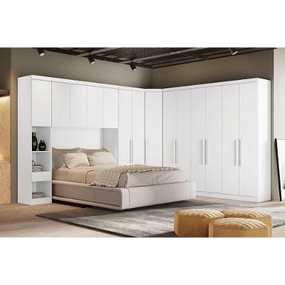 Quarto Modulado Rizon 5 Peças (1 Armário Ponte + 1 Closet + 2 Guarda Roupas + 1 Complemento) Qc204 Neve - Novo Horizonte