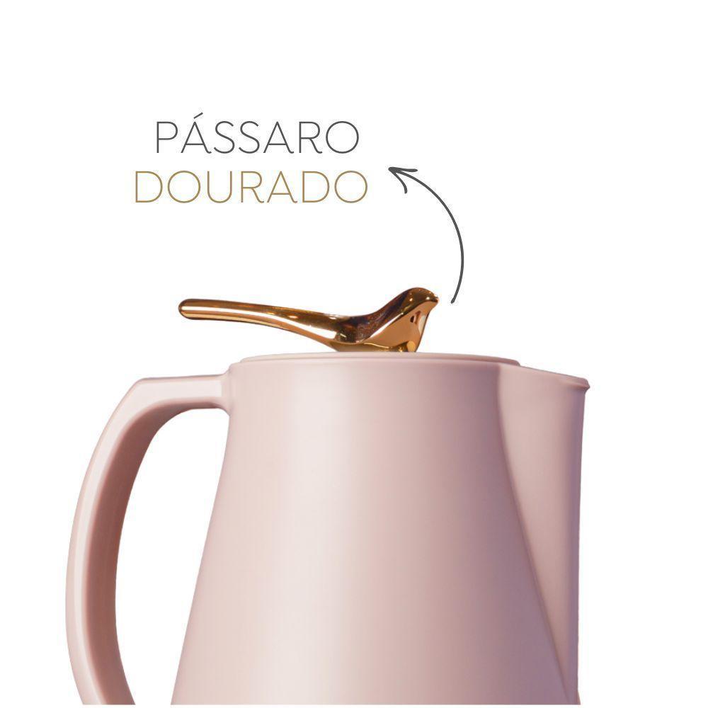 Garrafa Térmica De Plástico Com Tampa Pássaro Dourado Ouro New Bird Nude 1l Wolff - 2