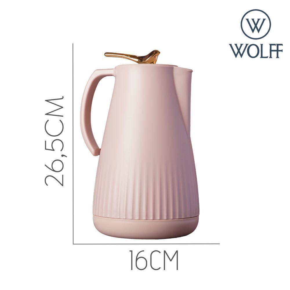 Garrafa Térmica De Plástico Com Tampa Pássaro Dourado Ouro New Bird Nude 1l Wolff - 3