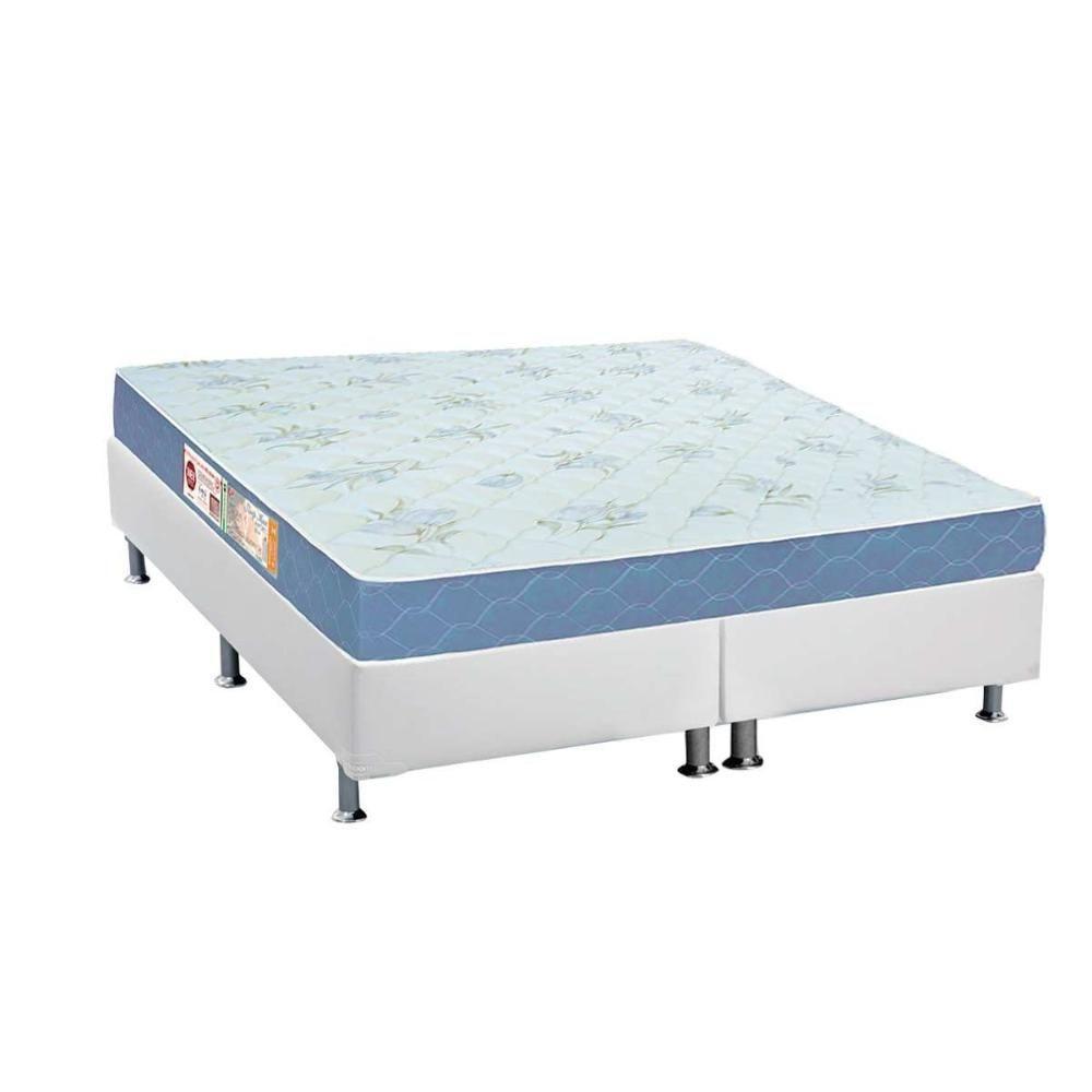 Cama Box Queen: Colchão Espuma D45 Castor Sleep Max + Base CRC Courano White(158x198) - 1