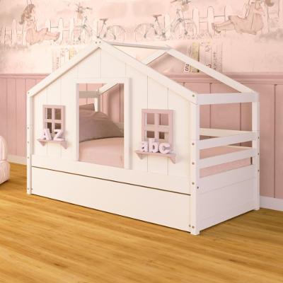 Bicama Casinha Dos Sonhos Madeira Maciça Branco/ Rosa Megamobilia