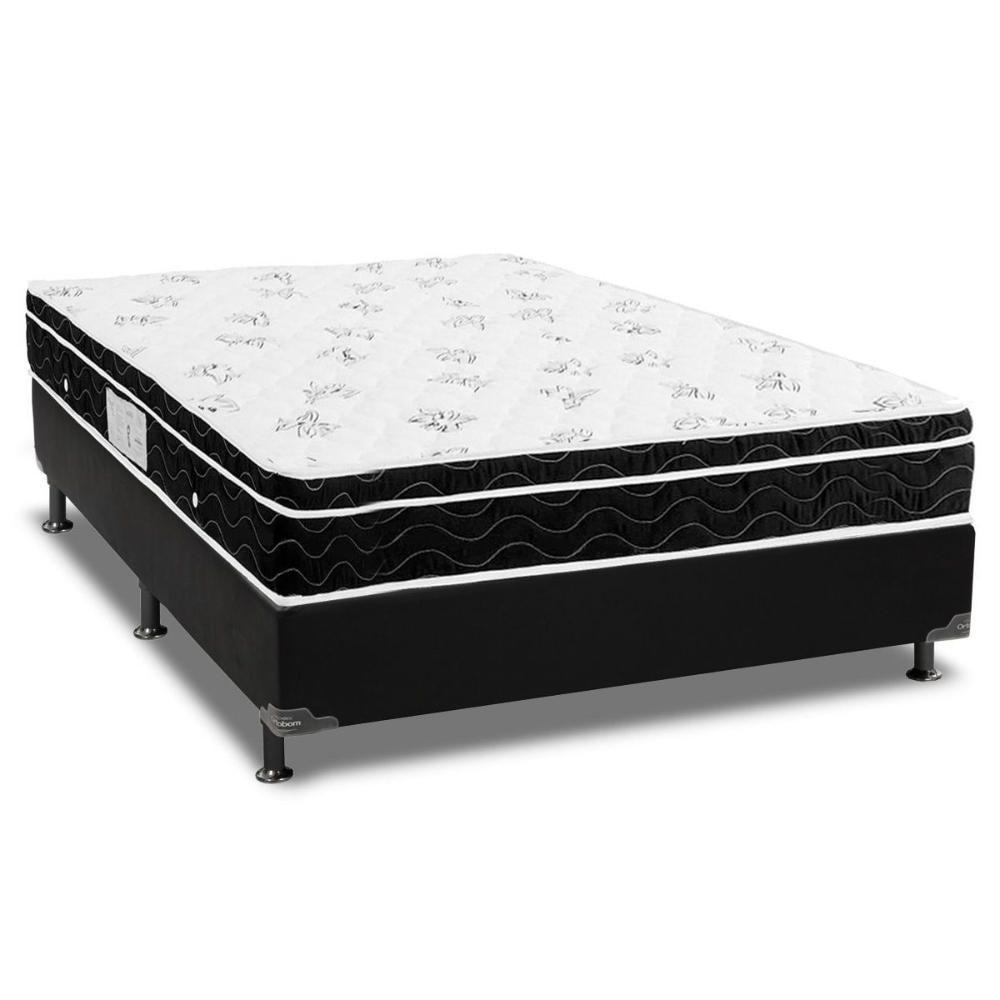 Cama Box Viúva: Colchão Molas Bonnel Ortobom Nanolastic Physical Spring + Base CRC Courano Black(128x188) - 1