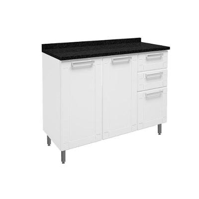 Balcão de Cozinha  Múltipla 6114 3 Portas 2 Gavetas c/Tampo 105cm Branco - Bertolini