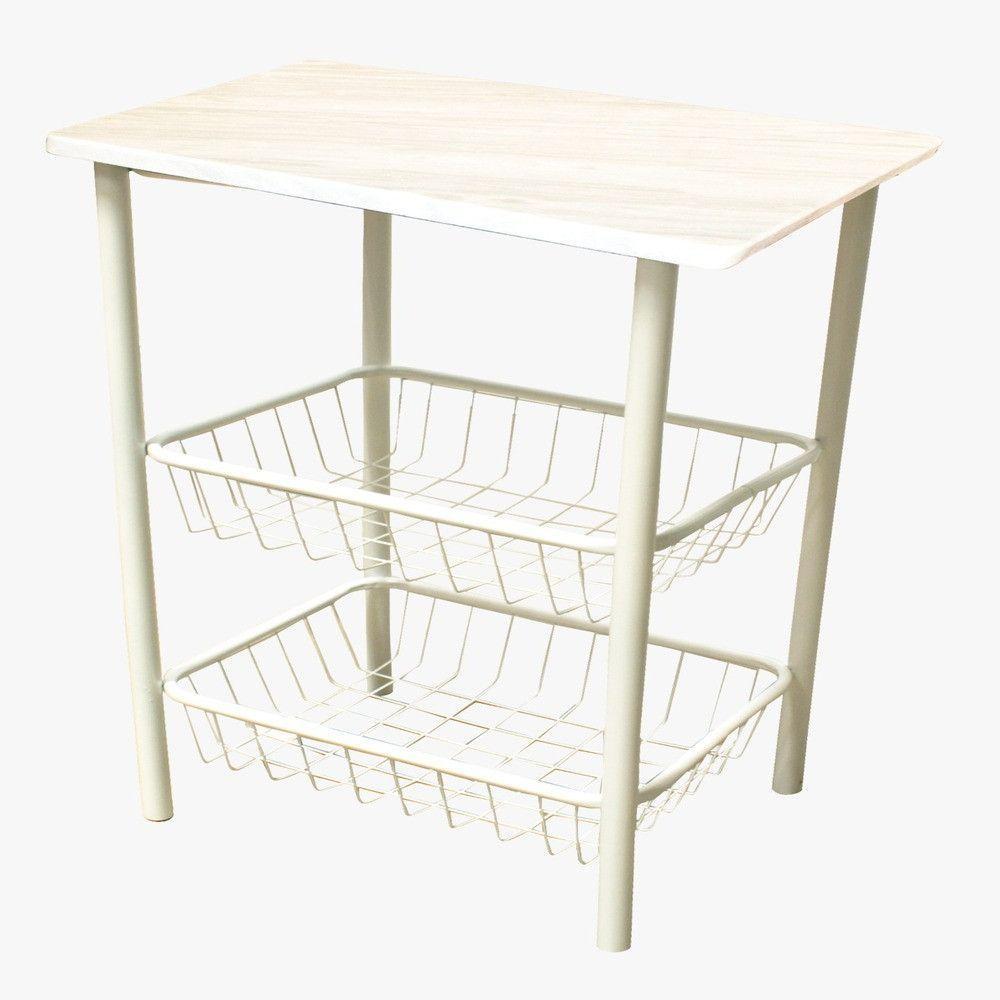 Mesa Para Microondas 55 Cm Com 2 Cestos Moura Branco - 1