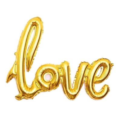 Balao Metalizado Love Faixa Festa Decoração Casamento Declaração De Amor Surpresa Inflavel Dourado