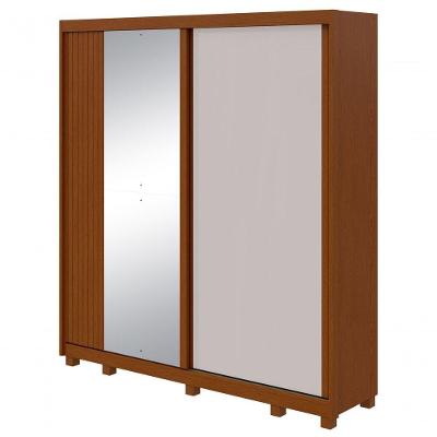 Guarda Roupa Casal 2 Portas 4 Gavetas Com Pés Com Espelho Velaris Frassino Off White