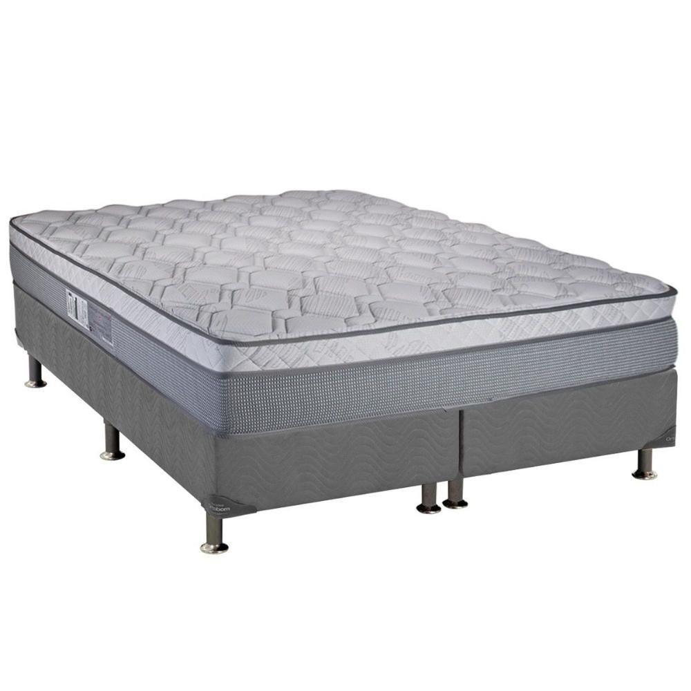 Cama Box Queen: Colchão Molas Ensacadas Luckspuma MasterPocket New Maxi + Base CRC Suede Gray(158x198) - 1