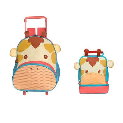 Mochila Rodinha Infantil Girafa + Lancheira Térmica Escolar