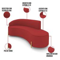 Sofá 4 Lugares Orgânico 220cm Pé Ferro Dourado Morgan Veludo D03 D'rossi Marsala - 9