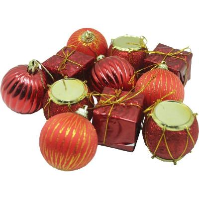 Kit 55 Pçs Tubo Enfeite Natalino árvore Natal Vermelho 5cm