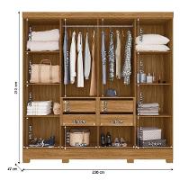 Guarda Roupas Casal Com Espelho Ripado 8 Portas 4 Gavetas Diamante Moval Madeir/off - 3