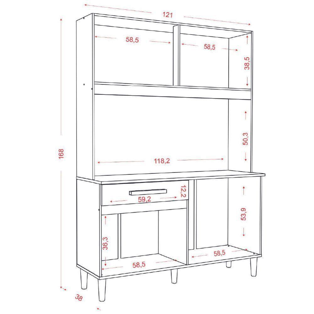 Armário De Cozinha Completa Perola Aramóveis Madeirado Off White - 4