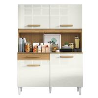 Armário De Cozinha Completa Perola Aramóveis Madeirado Off White - 1