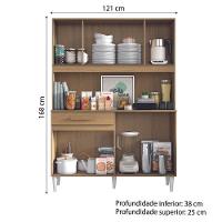 Armário De Cozinha Completa Perola Aramóveis Madeirado Off White - 3