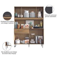 Armário De Cozinha Completa Perola Aramóveis Madeirado Grafite - 5