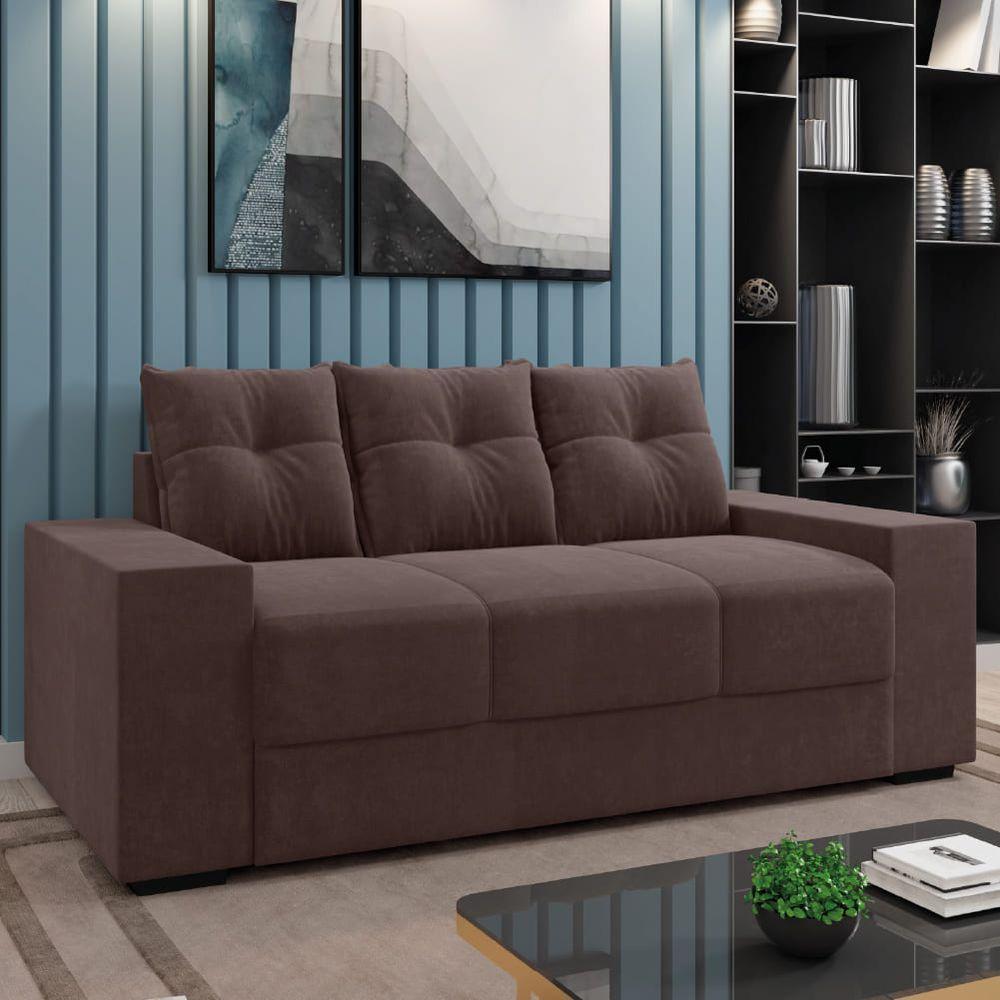 Sofá Namoradeira 3 Lugares 1,70m Ibiza Suede Selmer Marrom - 2