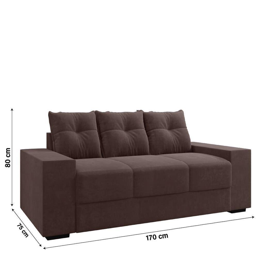 Sofá Namoradeira 3 Lugares 1,70m Ibiza Suede Selmer Marrom - 3
