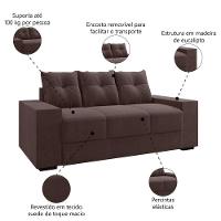 Sofá Namoradeira 3 Lugares 1,70m Ibiza Suede Selmer Marrom