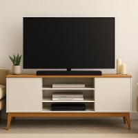 Rack Bancada Para Tv Até 60 Polegadas 1,60m 2 Portas 3 Nichos Titan Off White / Madeirado Edn Off White / Madeirado - 2