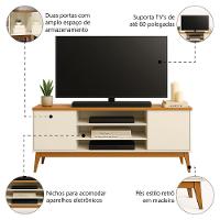 Rack Bancada Para Tv Até 60 Polegadas 1,60m 2 Portas 3 Nichos Titan Off White / Madeirado Edn Off White / Madeirado - 3