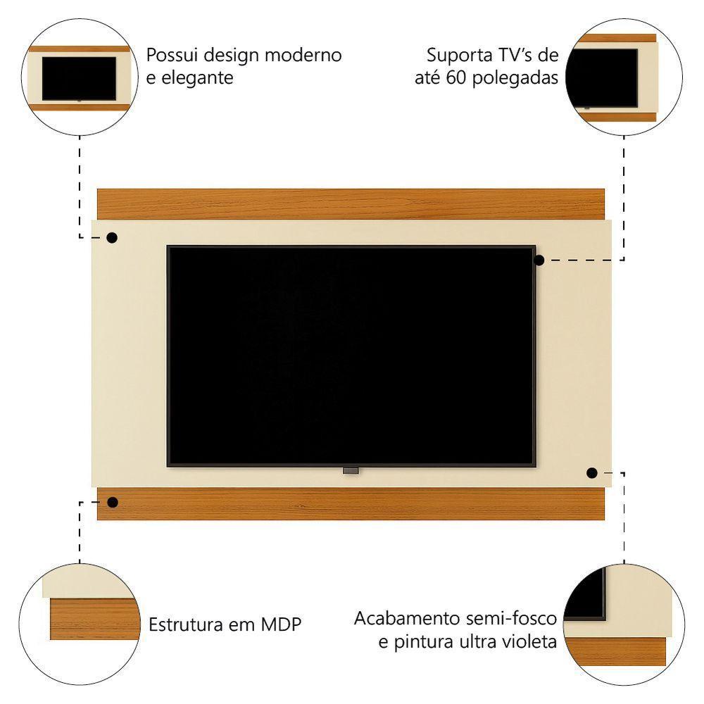 Painel Para Tv Até 60 Polegadas 1,60m Legacy New Off White / Madeirado Edn Off White / Madeirado - 4