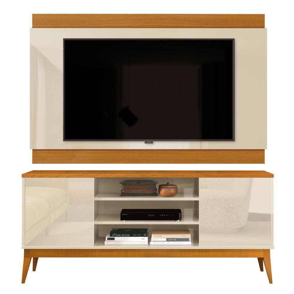 Rack Bancada Titan Com Painel Legacy New Para Tv Até 60 Polegadas 1,60m Off White / Madeirado Edn Off White / Madeirado - 1