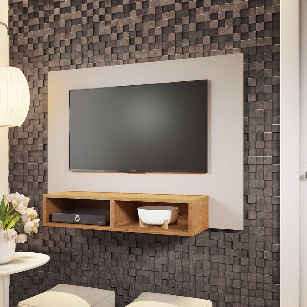 Painel para TV até 43 Polegadas 1,20m com Nicho Baden Viero Off White / Madeirado - 1