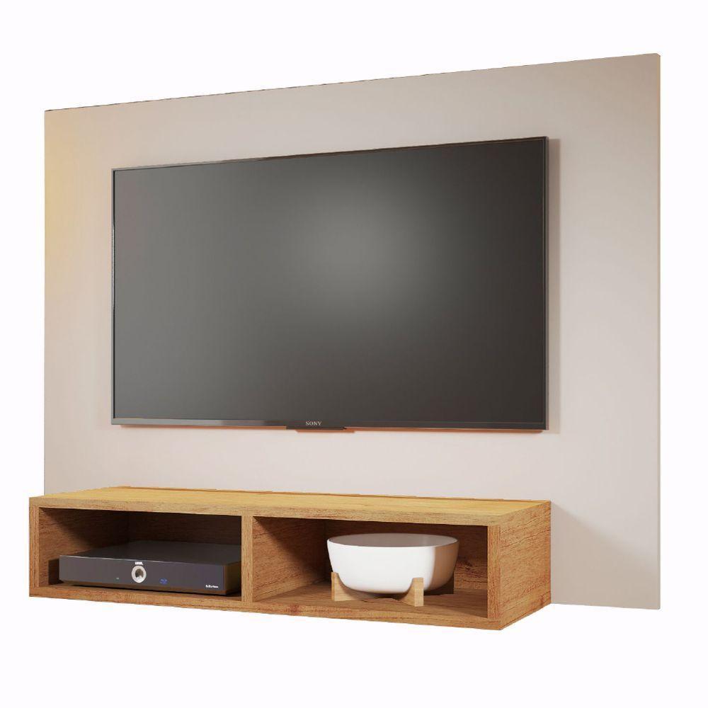 Painel para TV até 43 Polegadas 1,20m com Nicho Baden Viero Off White / Madeirado - 2