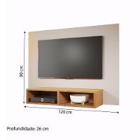 Painel para TV até 43 Polegadas 1,20m com Nicho Baden Viero Off White / Madeirado - 3