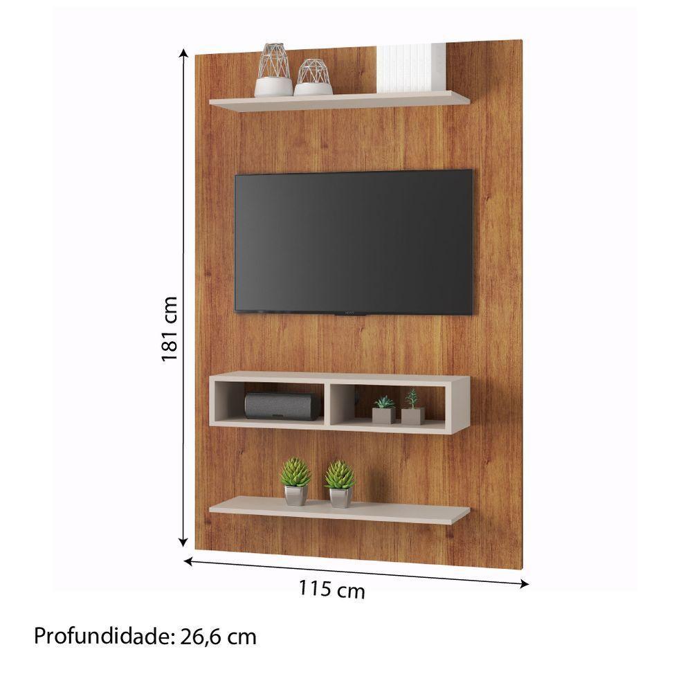 Painel Para Tv Até 50 Polegadas Com Prateleira E Nicho 1,15m Berlin Viero Madeirado Off White - 3