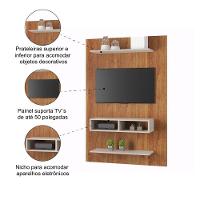 Painel Para Tv Até 50 Polegadas Com Prateleira E Nicho 1,15m Berlin Viero Madeirado Off White