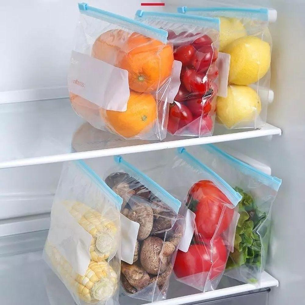 Kit 20 Sacos Herméticos Para Armazenar Alimentos Reutilizável Congelador Zip Lock 14,9 X 16,5 Cm - 5