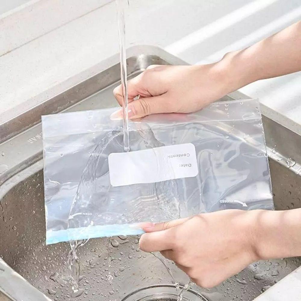 Kit 20 Sacos Herméticos Para Armazenar Alimentos Reutilizável Congelador Zip Lock 14,9 X 16,5 Cm - 6
